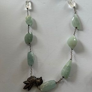 Jade and Crystal Bird Bead Necklace
